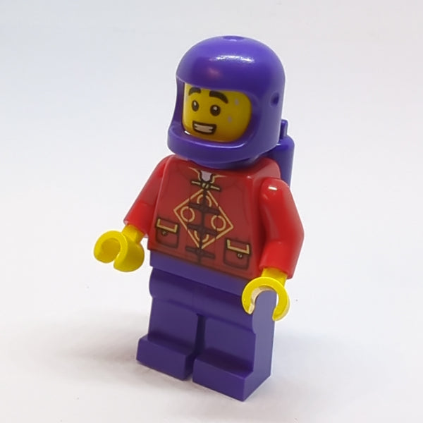 NEU Lunar New Year Parade Participant - Male, Red Tang Shirt, Dark Purple Legs, Space Helmet, and Air Tanks