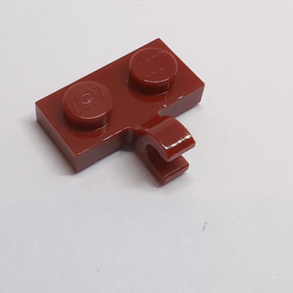 NEU Plate, Modified 1 x 2 with Clip on Side &#40;Horizontal Grip&#41; dunkelrot dark red