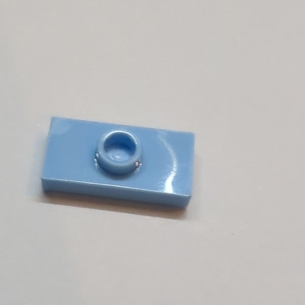 NEU Plate, Modified 1 x 2 with 1 Stud with Groove and Bottom Stud Holder (Jumper) hellblau bright light blue