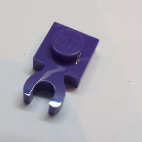 NEU Plate, Modified 1 x 1 with Open O Clip &#40;Horizontal Grip&#41; lila dark purple