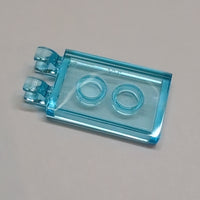 NEU Tile, Modified 2 x 3 with 2 Open O Clips transparent hellblau trans-light blue