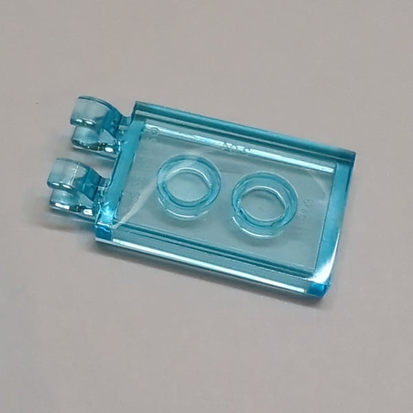 NEU Tile, Modified 2 x 3 with 2 Open O Clips transparent hellblau trans-light blue