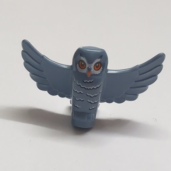 NEU Owl, Spread Wings with Orange Beak and Eyes, Black and White Rippled Chest Feathers Pattern sandblau sand blue