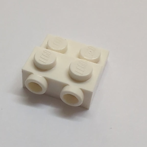 NEU Plate, Modified 2x2x2/3 with 2 Studs on Side - Hollow Bottom Tube weiss white