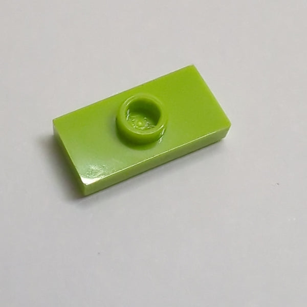 NEU Plate, Modified 1 x 2 with 1 Stud with Groove and Bottom Stud Holder (Jumper) lindgrün lime