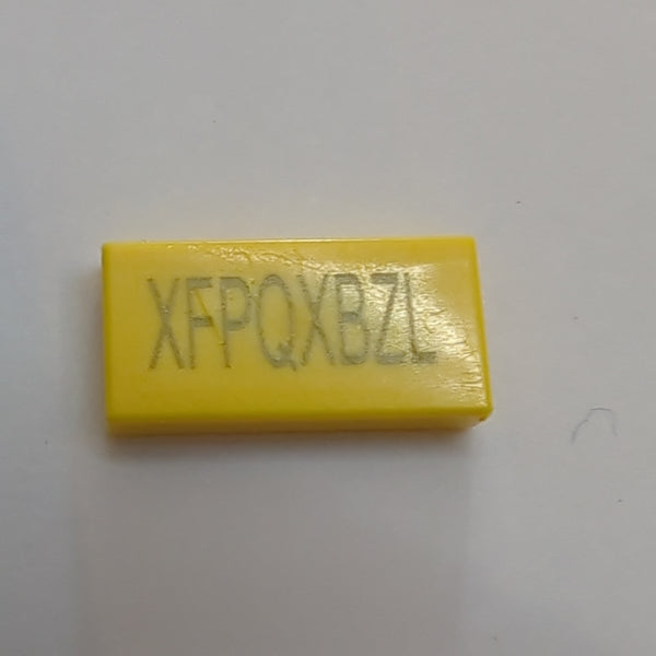 1x2 Fliese bedruckt with 'XFxxxxxx' Exo-Code Pattern gelb yellow