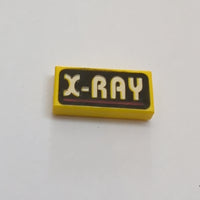 1x2 Fliese bedruckt with X-RAY Text Pattern gelb yellow