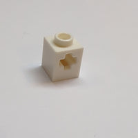 NEU Technic, Brick 1 x 1 with Axle Hole weiss white