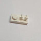 NEU Platte modifiziert 1 x 2 mit offenem O Clip oben weiss