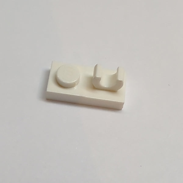 NEU Plate, Modified 1 x 2 with Open O Clip on Top weiss white