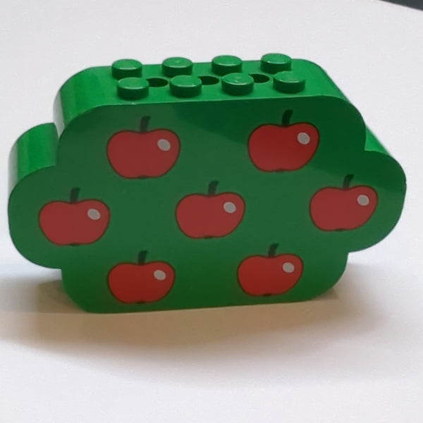 8x4x2 Stein bedruckt mit 8 Noppen und roten Äpfeln grün green