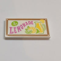 2x4 Fliese bedruckt with 'LEMONADE' Pattern weiß white