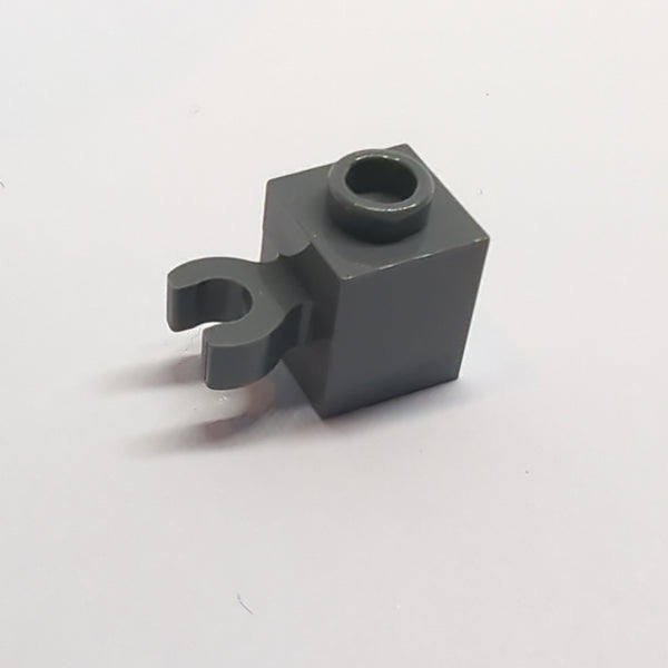 NEU Brick, Modified 1 x 1 with Open O Clip &#40;Vertical Grip&#41; - Hollow Stud neudunkelgrau dark bluish gray
