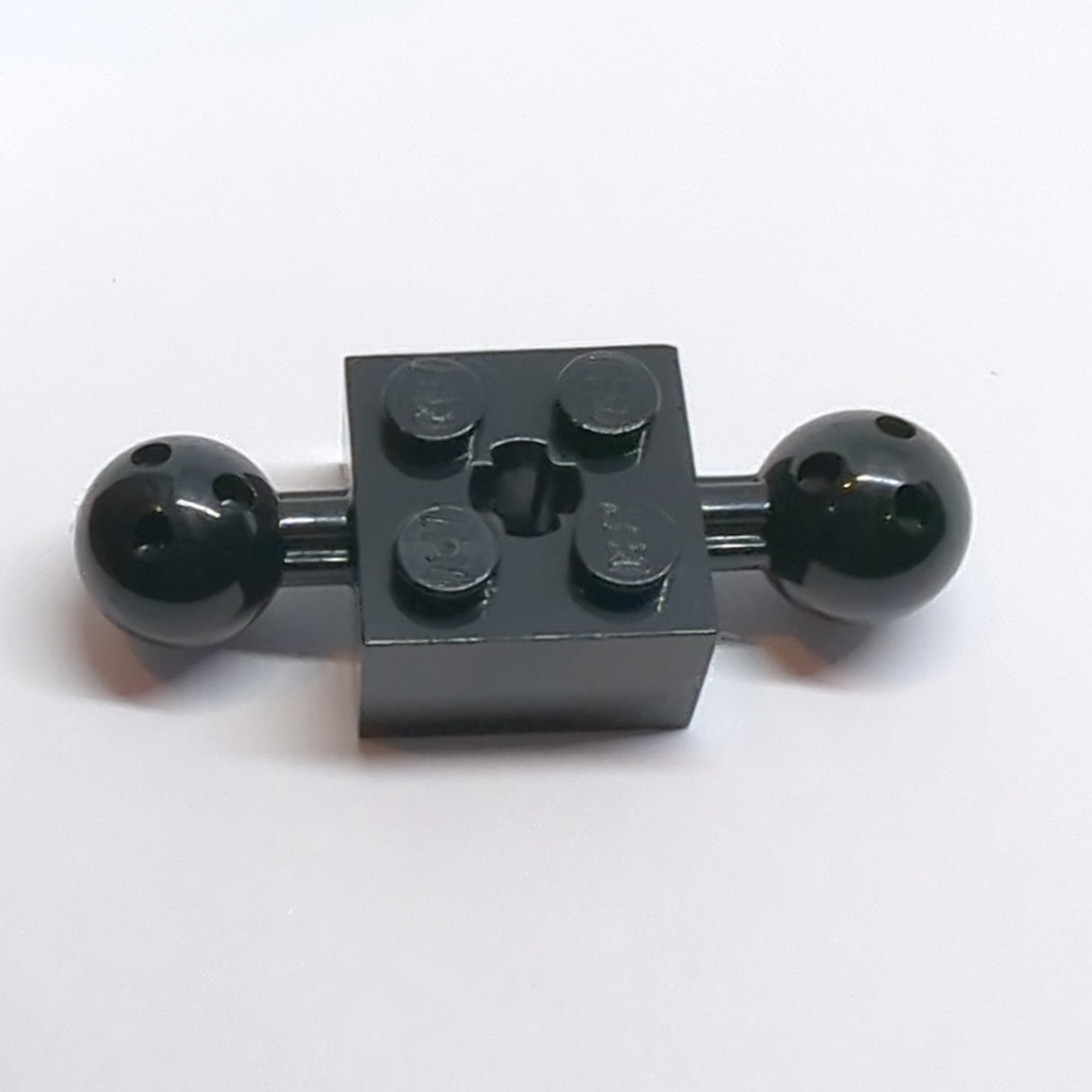 NEU Technik, Stein modifiziert 2 x 2 mit 2 Kugeln und Achsloch schwarz