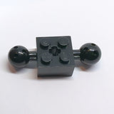 NEU Technik, Stein modifiziert 2 x 2 mit 2 Kugeln und Achsloch schwarz