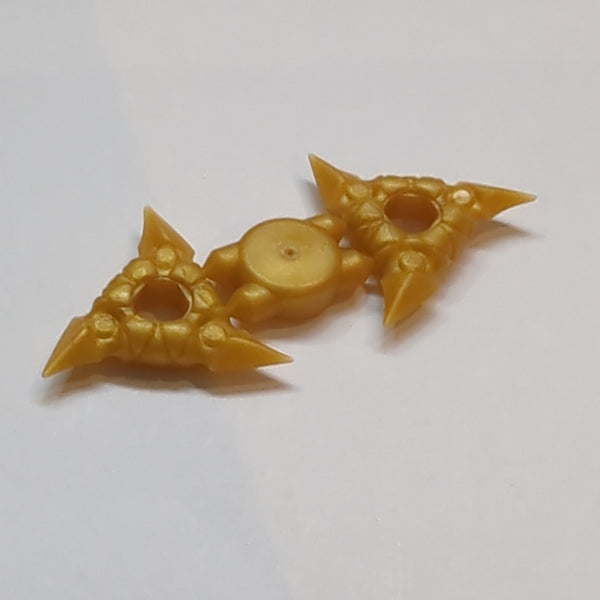 NEU Minifigure, Weapon Throwing Star &#40;Shuriken&#41; with Textured Grips, 2 on Sprue pearlgold pearl gold