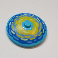 NEU Dish 4 x 4 Inverted &#40;Radar&#41; with Solid Stud with Yellow, Medium Blue, and Bright Light Yellow Brushstrokes on Yellow, Medium Blue, and Blue Background Pattern azur medium azure