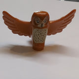 NEU Owl, Spread Wings with Black Beak and Eyes, Tan Chest and Dark Brown Stippled Chest Feathers Pattern dunkelorange dark orange