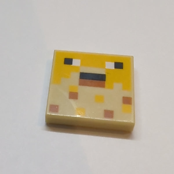 2x2 Fliese bedruckt mit Pixelated Minecraft Pufferfish Pattern beige tan