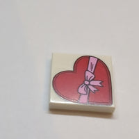 2x2 Fliese bedruckt mit Red Heart Present / Gift Box with Bright Pink Ribbon with Bow Pattern weiss white