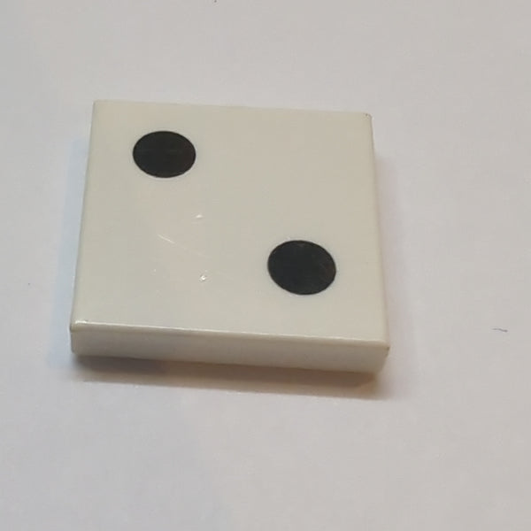 2x2 Fliese bedruckt mit 2 Black Dots Pattern weiss white