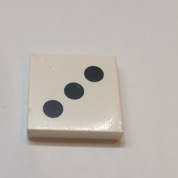 2x2 Fliese bedruckt mit 3 Black Dots Pattern weiss white