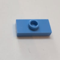 1x2 modifizierte Fliese/Platte mit Noppe mit Nut mit Noppenhalter (unten) mittelblau medium blue