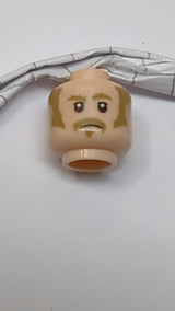 Minifigur, Kopf: Dunkelbraun, buschige Augenbrauen, Koteletten und Schnurrbartmuster hellnougat (fleischfarben)