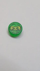 1x1 runde Fliese mit Ninjago-Motiv „Lloyd in der Falle“ transparent grün