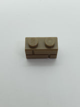 NEU Stein, modifiziert 1 x 2 mit Mauerprofil dunkelbeige