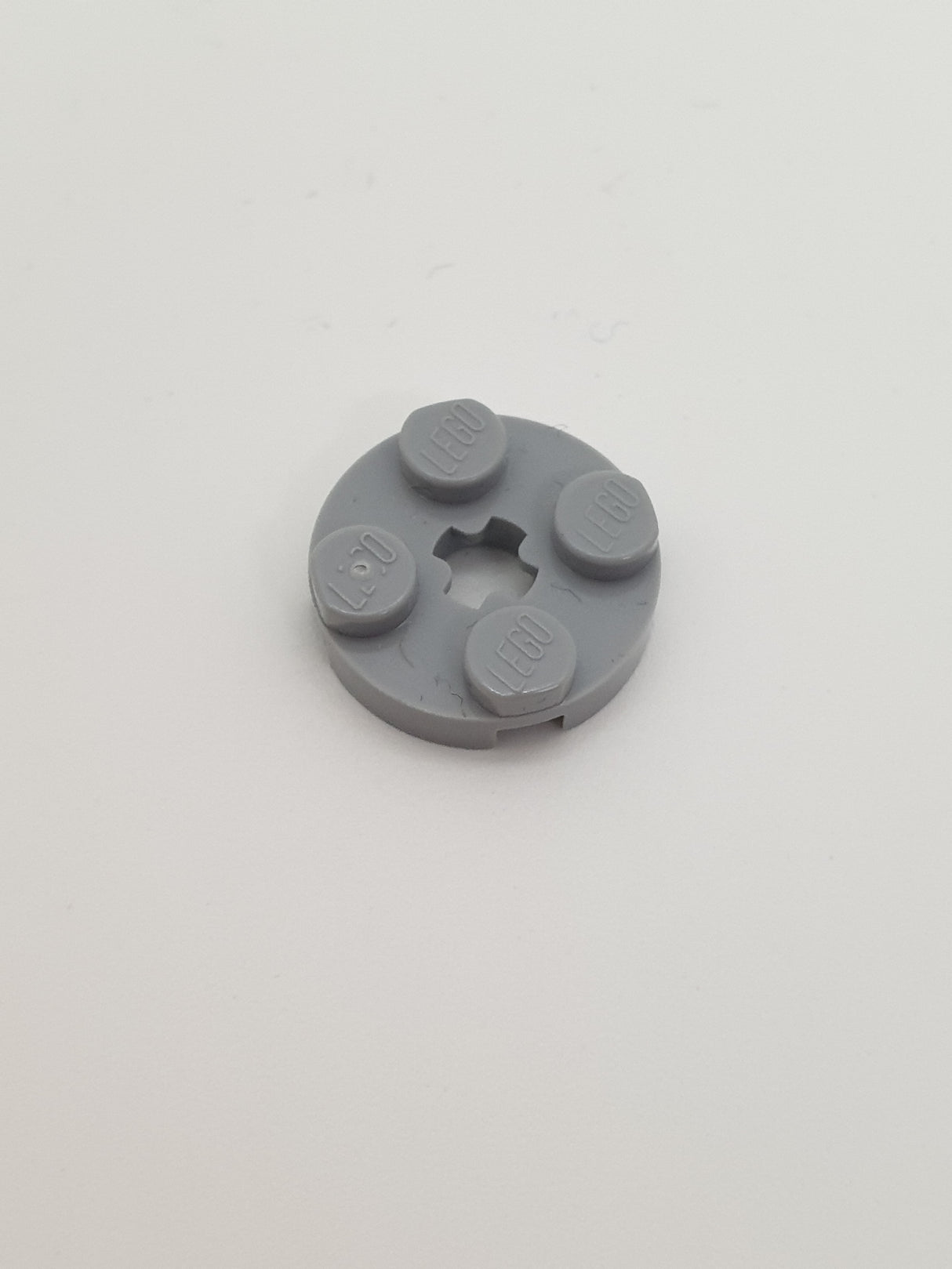 NEU Platte, rund 2 x 2 mit Achsloch neuhellgrau