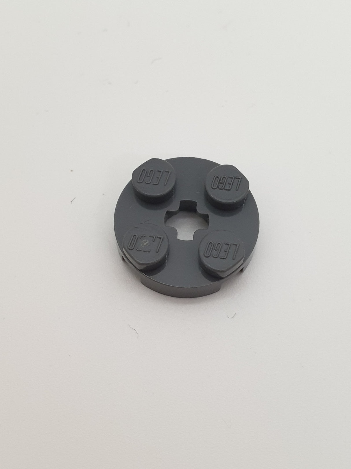 NEU Platte, rund 2 x 2 mit Achsloch neudunkelgrau