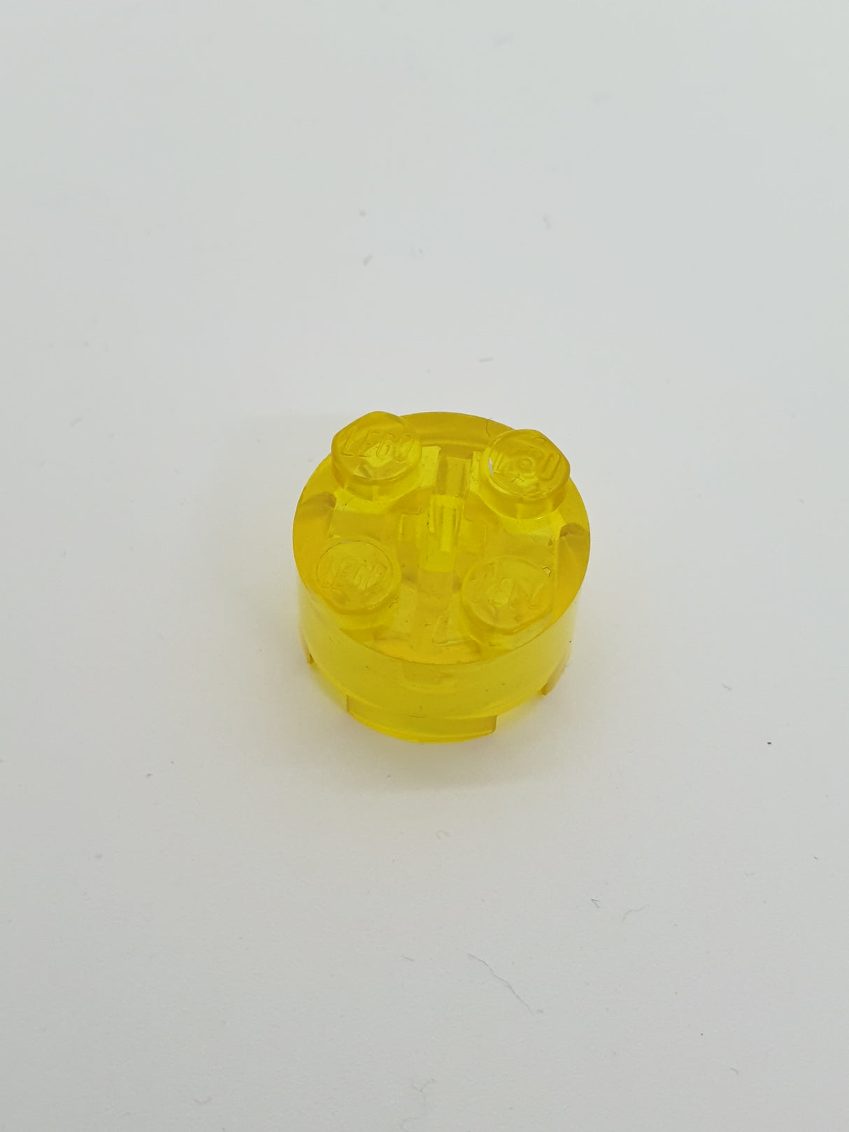 NEU Rundstein 2 x 2 mit Achsloch transparent gelb