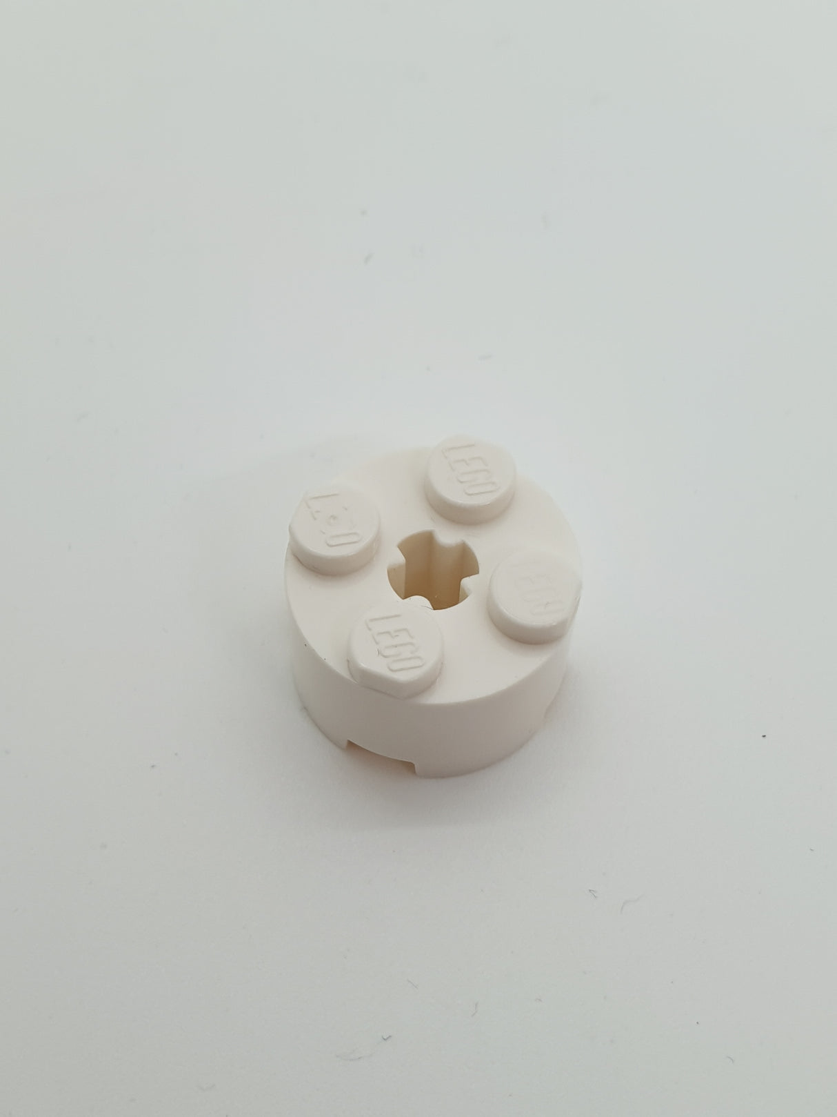 NEU Rundstein 2 x 2 mit Achsloch weiß