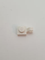 NEU Platte, modifiziert 1 x 1 mit offenem O-Clip (horizontal) weiß