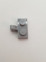 NEU Platte, modifiziert 1 x 2 mit Clip, seitlich horizontal neuhellgrau