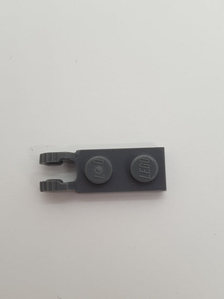 NEU Scharnierplatte 1 x 2 mit 2 Fingern und 7 Zähnen ohne Nut neudunkelgrau