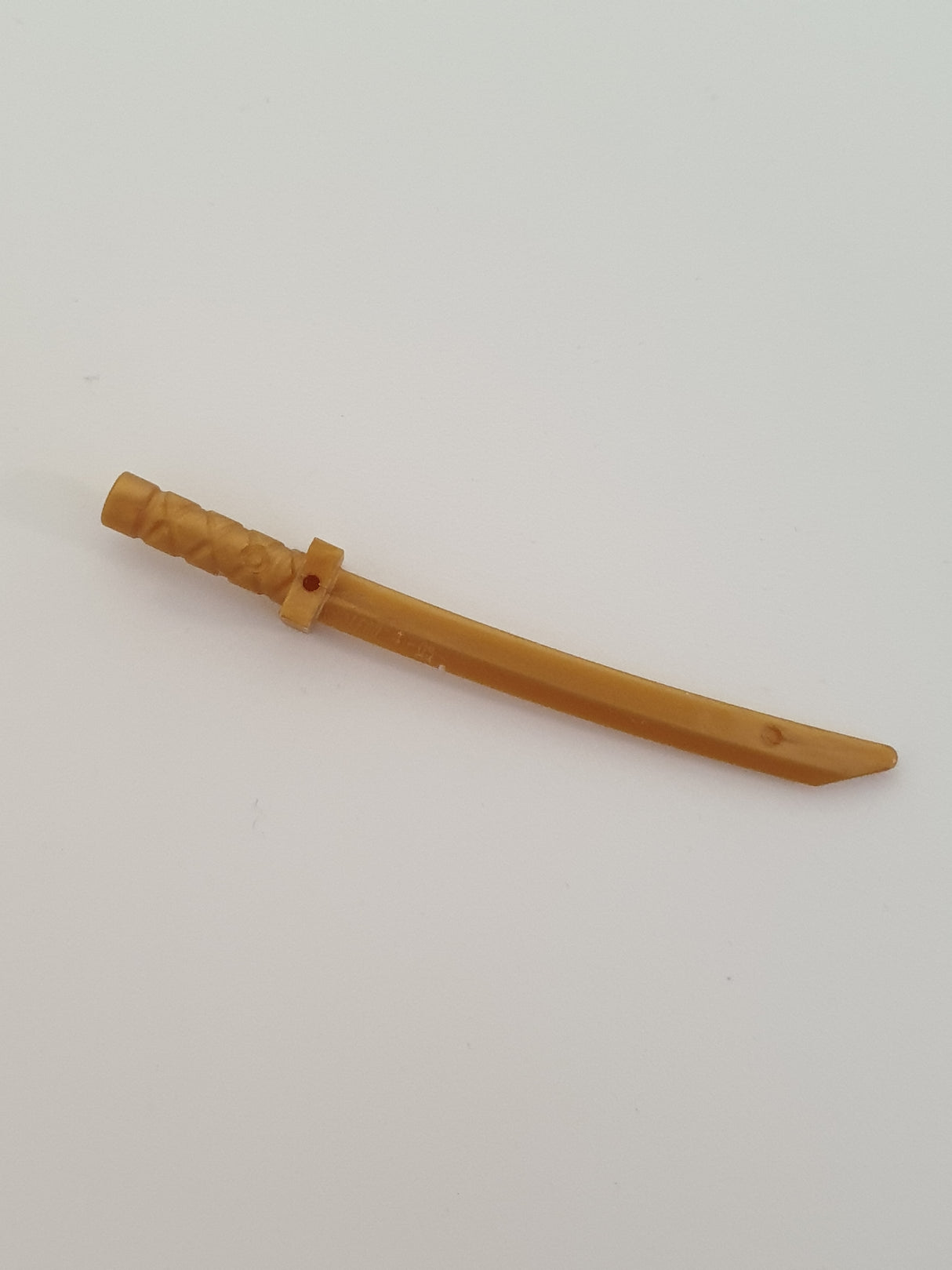 NEU Minifigur, Waffe Schwert Shamshir/Katana mit Kappenknauf und Löchern in Parierstange und Klinge pearlgold