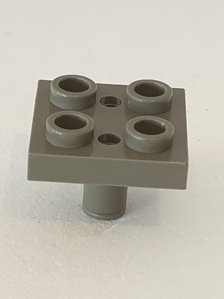 2x2 modifizierte Platte mit Pin auf Unterseite,  Kleine Löcher in der Platte und Verriegelungsfinger altdunkelgrau dark gray