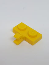 NEU Platte, modifiziert 1 x 2 mit Clip, seitlich horizontal gelb
