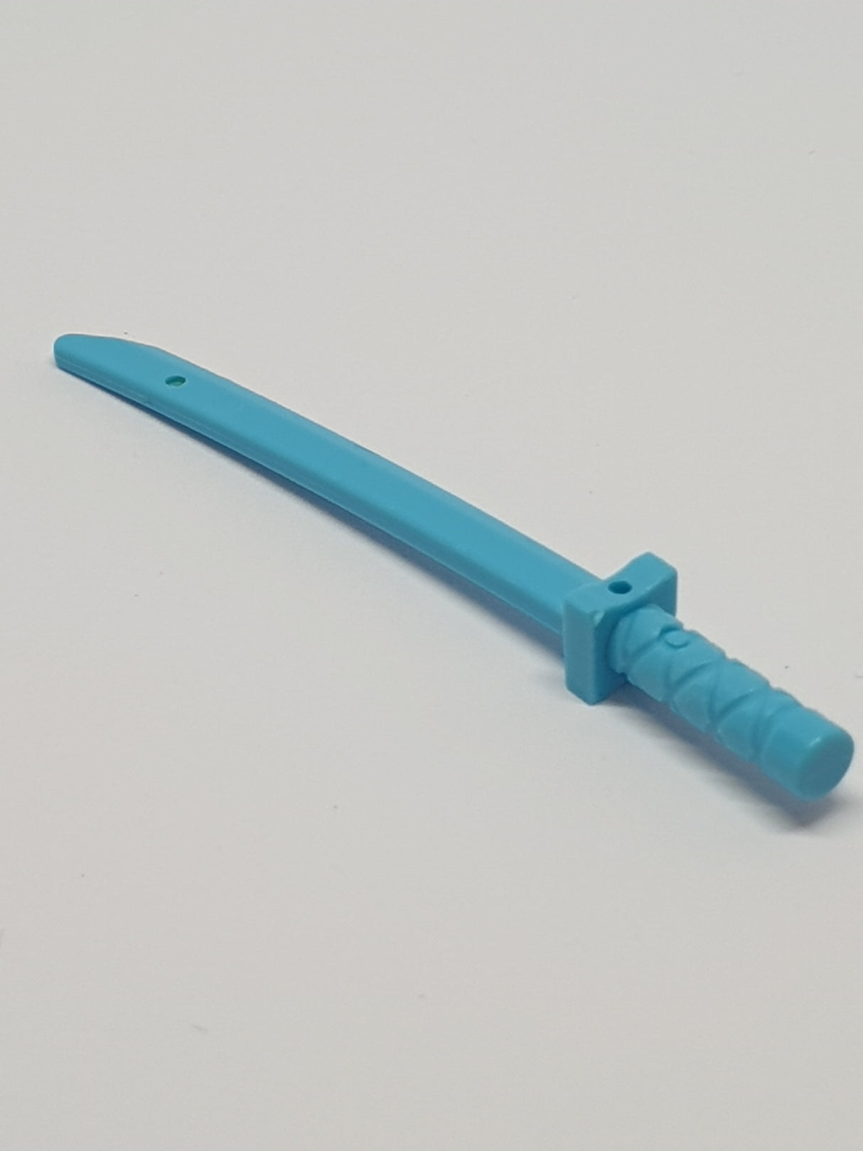 NEU Minifigur, Waffe Schwert Shamshir/Katana mit Kappenknauf und Löchern in Parierstange und Klinge azur (medium)