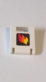 2x2x2 Behälter, Box Tür mit Schlitz mit klassischem Feuerwehrlogo-Muster weiß