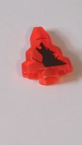 1x2 Kristall-Stufenstein mit Black-Wolf-Mondstein-Muster transparent neonorange