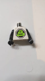Torso Space Großes schwarzes Achteck mit limettengrünem Buchstaben „B“ Muster „Blacktron II“ / Schwarze Arme / Schwarze Hände weiß