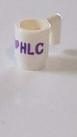 Minifigur, Besteckbecher mit dunkelviolettem und mittelviolettem „I“-Herz-„HLC“-Muster weiß