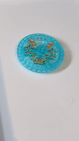 5x5 Technik Disk– RoboRider-Talisman-Rad, Blazooka-Form mit Robotermuster transparent hellblau