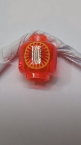 Minifigur, Kopf ohne Gesicht mit schwarzem Sauron-Auge-Muster transparent neonorange