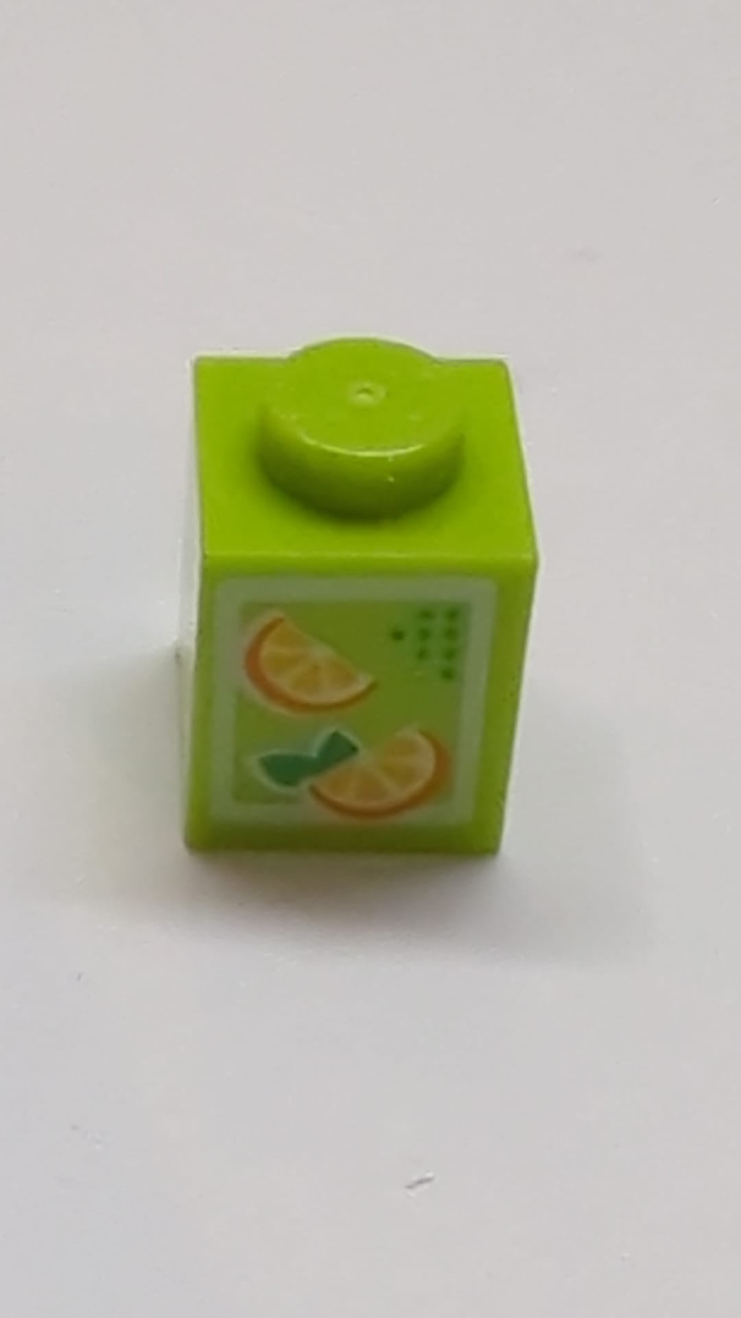 1x1 Stein mit Orangenmuster (Saftkarton) lindgrün