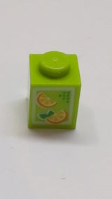1x1 Stein mit Orangenmuster (Saftkarton) lindgrün