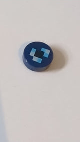 1x1 Fliese, rund, mit Muster aus verpixelten Quadraten in Schwarz, Medium Azure und Light Aqua (Minecraft Enderperle) dunkelblau